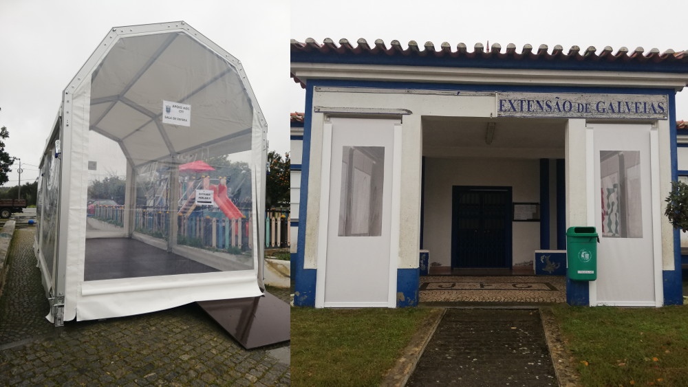 Instalação de uma tenda de apoio no Posto de Correios